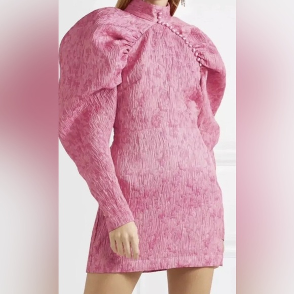 ROTATE Birger Christensen Pink Jacquard Mini Dress Punk/Gothic Influencer - Picture 3 of 6